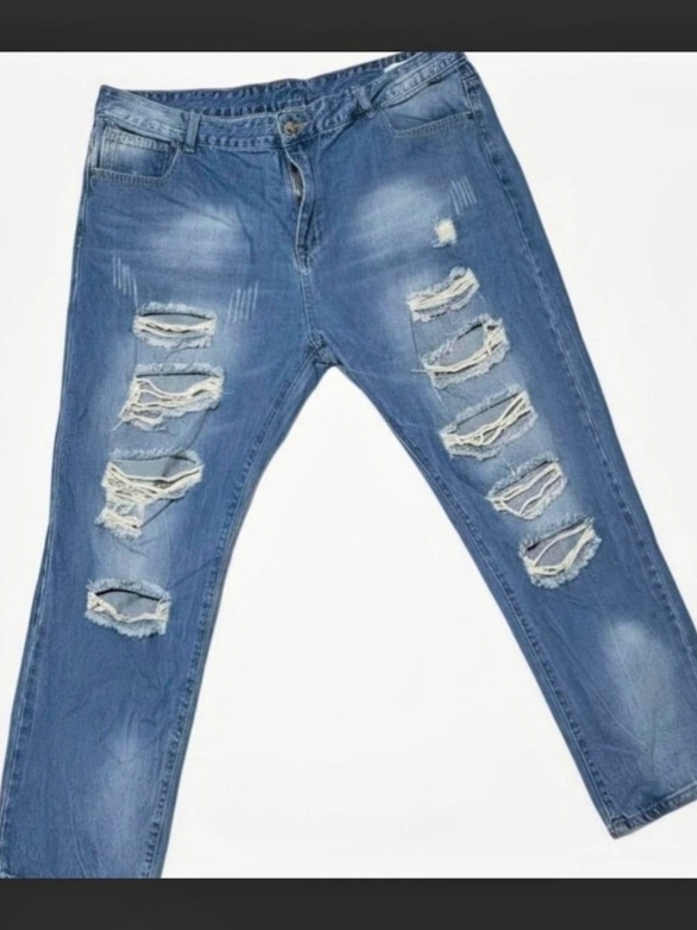 Mens Distressed Blue Jeans Waist 42